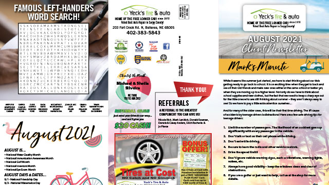 Newsletter August 2021 Thumbnail | Yeck's Tire & Auto
