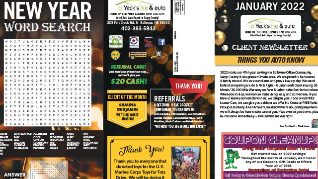 Newsletter January 2022 Thumbnail | Yeck's Tire & Auto