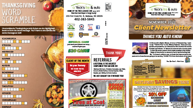 Newsletter November 2021 Thumbnail | Yeck's Tire & Auto