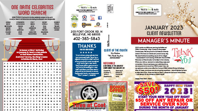 Newsletter January 2023 Thumbnail | Yeck's Tire & Auto