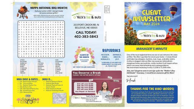 Newsletter May 2024 Thumbnail | Yeck's Tire & Auto